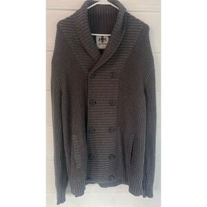 Express Cardigan Womens Large Grey Double Breasted Shawl Collar Ribbed Excellent